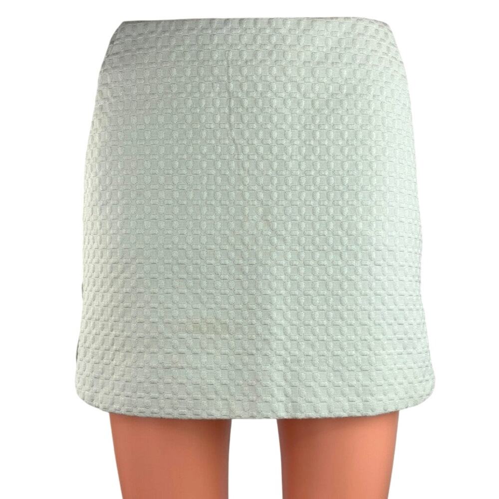 Topshop Women's White Textured Zipper Flat Front Straight Pencil Mini Skirt Sz 8
